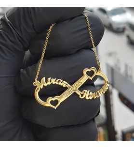 925 Ayar Gümüş 24 Ayar Altın Kaplama İsimli Sonsuzluk Kolye (Gold)