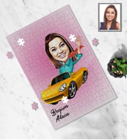 Kişiye Özel Sürücü Karikatürlü A4 99 Parça Puzzle Bayan-1