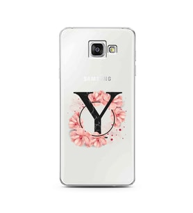 Pembe Çiçekli Harf Tasarım Süper Şeffaf Silikon Telefon Kılıfı Samsung A3 (2016)