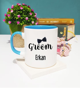 Groom Damat Tasarımlı Kişiye Özel Groom Damat Kupa Bardak Mavi