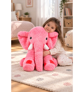 Yumuşacık Uyku Arkadaşı Pembe Fil Tam 90 Cm Boyunda (Pembe)