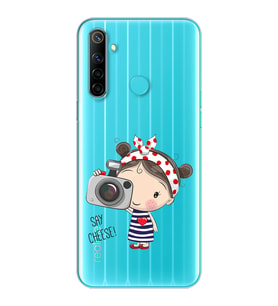 Foto Kız Tasarımlı Süper Şeffaf Silikon Telefon Kılıfı Oppo Realmi 6i