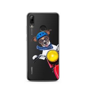 Motorcu Köpek Tasarımlı Süper Şeffaf Silikon Telefon Kılıfı Huawei P Smart (2019