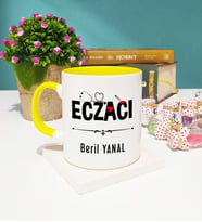 Eczacı Tasarımlı Kişiye Özel Eczacı Kupa Bardak Sarı