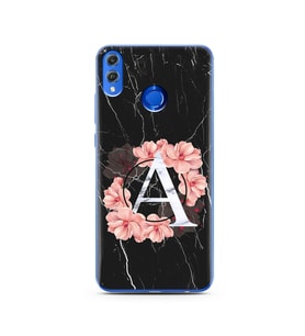Mermer Çiçekli Harf Tasarım Süper Şeffaf Silikon Telefon Kılıfı Huawei Honor 8X 