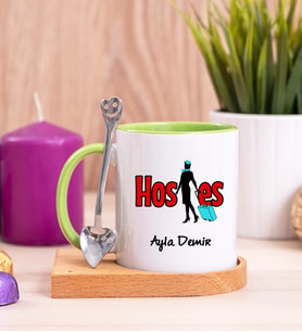 Hostes Ahşap Altlıklı Yeşil Kupa Bardak