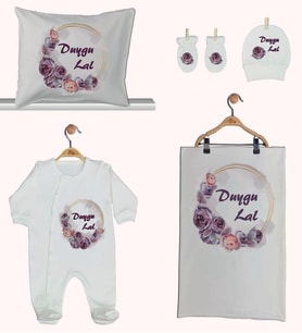 Pia Baby GL 1919-02 İsme Özel Beşli Tulum Set