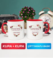 İkili Sevgiliye Sevgililer Günü Hediyesi 13 Kupa Bardak Kırmızı