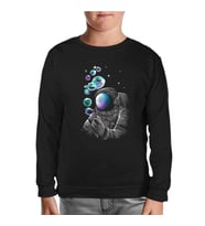 Space Baloon Siyah Çocuk Sweatshirt