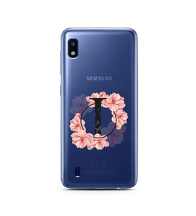 Pembe Çiçekli Harf Tasarım Süper Şeffaf Silikon Telefon Kılıfı Samsung A10 I-Har