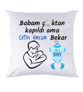 Biresimden Yenidoğan Hediyesi Amcam Bekar Erkek Bebek İsimli Yastık