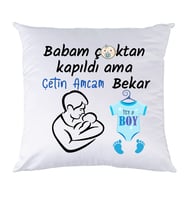 Biresimden Yenidoğan Hediyesi Amcam Bekar Erkek Bebek İsimli Yastık