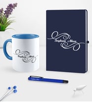 BK Gift Kişiye Özel İsimli Lacivert Defter Kalem Kupa Seti - 3 (Model 1)