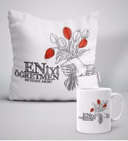 BK Gift Kişiye Özel En İyi Öğretmen Beyaz Yastık Kupa Seti-7 (Model 1)