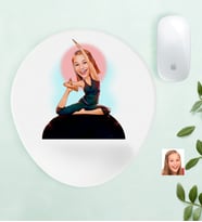 BK Gift Kişiye Özel Bayan Yogacı Karikatürlü Bilek Destekli Mouse Pad-2 (Beyaz)