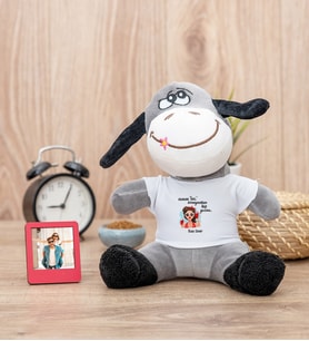 Övmeyeceksen Hiç Yazma Peluş Eşek ve Mini Fotoğraf Çerçevesi