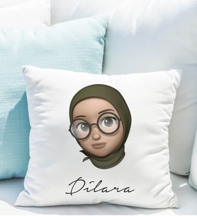 Emoji Kız Tesettürlü Stiker Yastığı Kişiye Özel