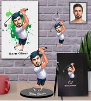 Kişiye Özel Golfçü Karikatürlü 5 li Hediye Seti Bay-2