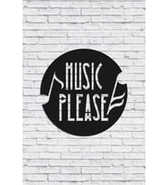 CajuArt Dekoratif Music Please Yazılı Müzik Temalı Ahşap Tablo (Siyah)