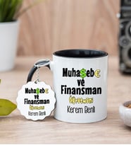 Muhasebe Ve Finansman Öğretmeni Siyah Kupa Bardak Ve Anahtarlık Set