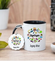 Diyetisyen Siyah Kupa Bardak Ve Anahtarlık Set