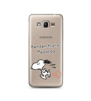 Snoopy Tasarımlı Süper Şeffaf Silikon Telefon Kılıfı Samsung J2 Prime