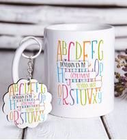 BK Gift Kişiye Özel Dünyanın En İyi Öğretmeni Beyaz Kupa ve Anahtarlık Hediye Seti-6 (Model 1)