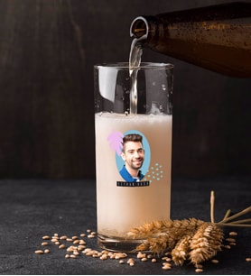 BK Gift Kişiye Özel İsimli Fotoğraflı Renkli Baskılı Hiball Bira Bardağı-2 (Beyaz)