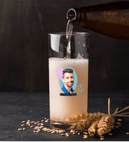 BK Gift Kişiye Özel İsimli Fotoğraflı Renkli Baskılı Hiball Bira Bardağı-2 (Beyaz)