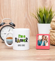 Bankacı Fincan ve Kırmızı Mini Fotoğraf Çerçevesi