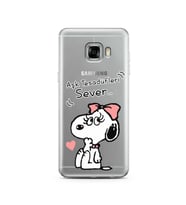 Snoopy Tasarımlı Süper Şeffaf Silikon Telefon Kılıfı Samsung C5  