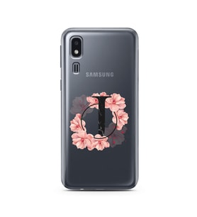 Pembe Çiçekli Harf Tasarım Süper Şeffaf Silikon Telefon Kılıfı Samsung A2 Core J
