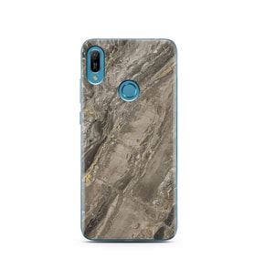 Gri Mermer Tasarımlı Süper Şeffaf Silikon Telefon Kılıfı Huawei Y6 Prime (2019)