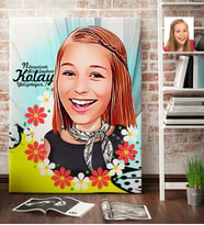 BK Gift Kişiye Özel Bayan Karikatür Kanvas Tablo 70x100cm 9