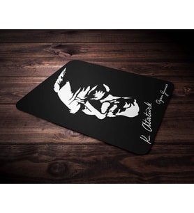 Kişiye Özel Atatürk Siluet Tasarımlı Mouse Pad (SIYAHBEYAZ-SIYAH)