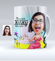BK Gift Kişiye Özel Bayan Süslü Karikatürlü Beyaz Kupa Bardak  1