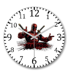 Deadpool Marvel Francis Duvar Saati Bombeli Gercek Cam