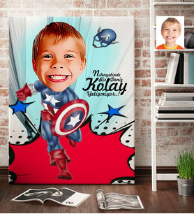 BK Gift Kişiye Özel Erkek Çocuk Karikatür Kanvas Tablo 70x100cm 2