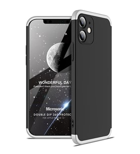 Microsonic Apple iPhone 12 Kılıf Double Dip 360 Protective Siyah Gri