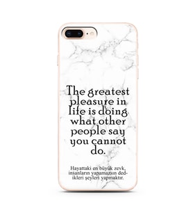 Iphone 8 Plus Beyaz Mermer Söz Tasarımlı Telefon Kılıfı