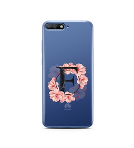 Pembe Çiçekli Harf Tasarım Süper Şeffaf Silikon Telefon Kılıfı Huawei Y6 2018 F-