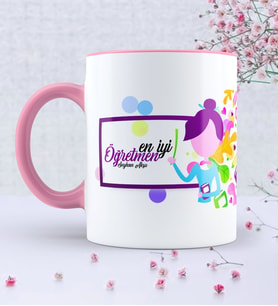 BK Gift Kişiye Özel En İyi Öğretmen Pembe Kupa Bardak  2