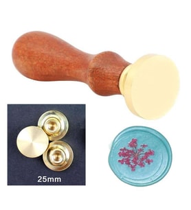 Eritme Balmumu Mührü Damga 25mm Yuvarlak Boş Bakır Kafa + Gülağacı Kol 