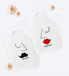 BK Gift Kişiye Özel İkili Sevgili Temalı Mutfak Önlüğü - 6
