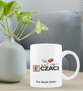 Eczacılar Günü Kişiye Özel Kupa Bardak - En İyi Eczacı Kupa Bardak Tasarımı (Beyaz)