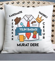 Babaya Hediyelik İsimli Yastık (Beyaz)
