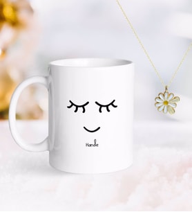 BK Gift Kişiye Özel Sevgililer Günü Kupa ve Çift İsimli Papatya Kolye-102 (Model 1)