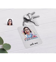 BK Gift Kişiye Özel O Çok Güzel Karikatürlü Şeffaf Pleksi Anahtarlık-1 (Beyaz)