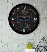BK Gift Kişiye Özel Matematik Öğretmeni Ahşap Duvar Saati-11 (Beyaz)