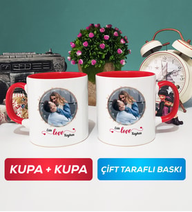 İkili Sevgiliye Sevgililer Günü Hediyesi 11 Kupa Bardak Kırmızı